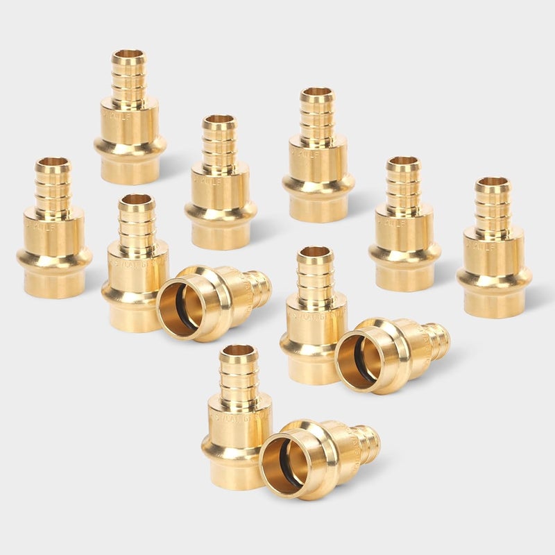 Abbiemo 12PCS 1/2” Propress x 1/2" PEX Adapter Crimp Fittings Brass Coupling with EPDM O-Ring for Copper Pipe Connections 250 PSI Pressure Rating Leak-Proof ASTM F1807 - Image 1
